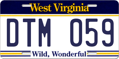 WV license plate DTM059