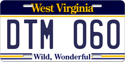 WV license plate DTM060