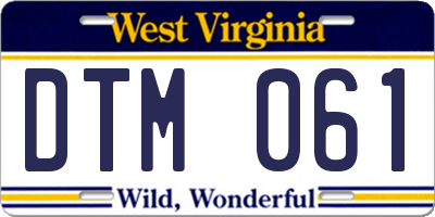 WV license plate DTM061