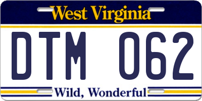 WV license plate DTM062