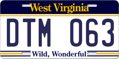 WV license plate DTM063
