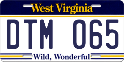 WV license plate DTM065