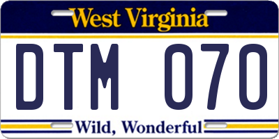 WV license plate DTM070
