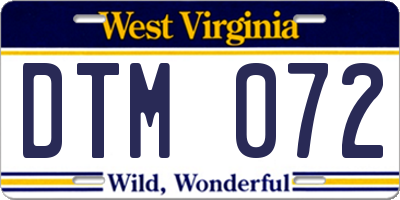 WV license plate DTM072