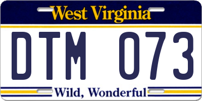 WV license plate DTM073