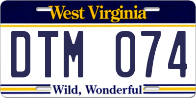 WV license plate DTM074