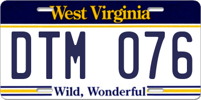 WV license plate DTM076