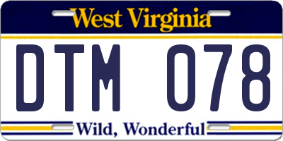 WV license plate DTM078