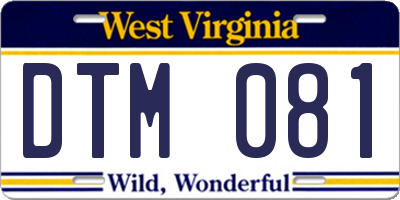 WV license plate DTM081