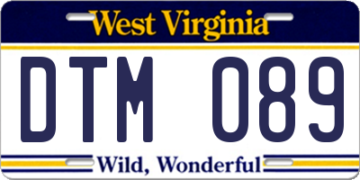 WV license plate DTM089