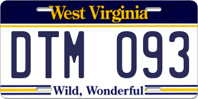 WV license plate DTM093