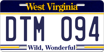 WV license plate DTM094