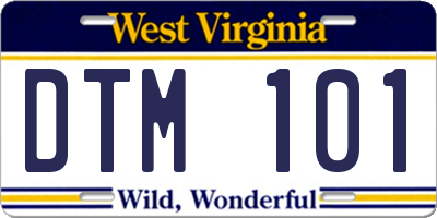 WV license plate DTM101