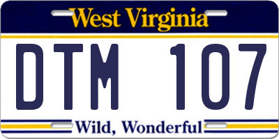 WV license plate DTM107