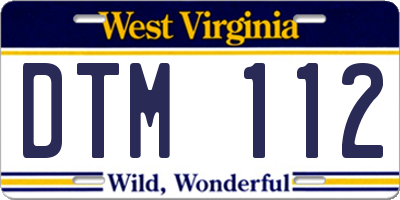 WV license plate DTM112