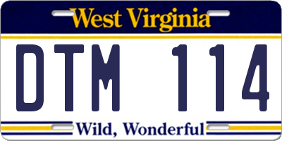 WV license plate DTM114
