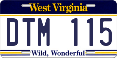 WV license plate DTM115