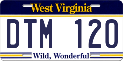 WV license plate DTM120