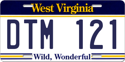 WV license plate DTM121