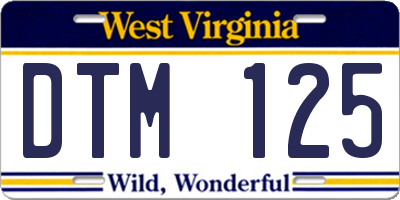 WV license plate DTM125