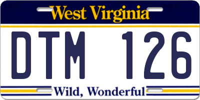 WV license plate DTM126