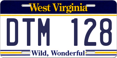 WV license plate DTM128
