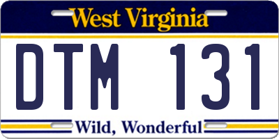 WV license plate DTM131
