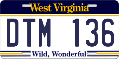 WV license plate DTM136