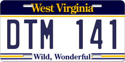 WV license plate DTM141