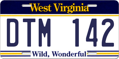 WV license plate DTM142
