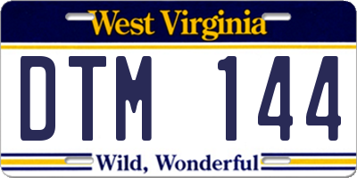 WV license plate DTM144
