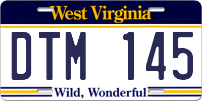 WV license plate DTM145