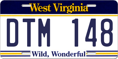 WV license plate DTM148