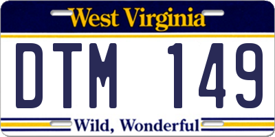 WV license plate DTM149