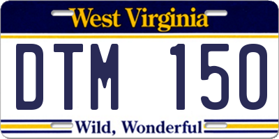 WV license plate DTM150