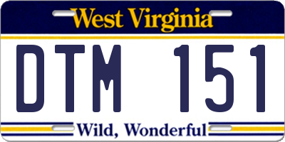 WV license plate DTM151
