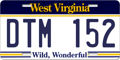 WV license plate DTM152