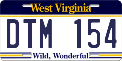 WV license plate DTM154