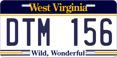 WV license plate DTM156