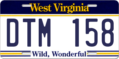 WV license plate DTM158