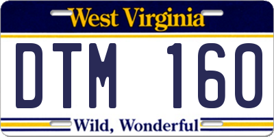 WV license plate DTM160