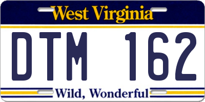 WV license plate DTM162