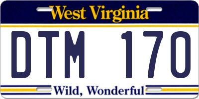 WV license plate DTM170