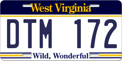 WV license plate DTM172