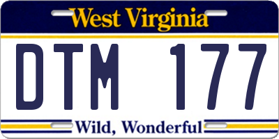 WV license plate DTM177