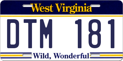 WV license plate DTM181