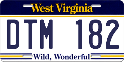 WV license plate DTM182