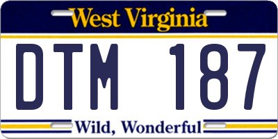 WV license plate DTM187