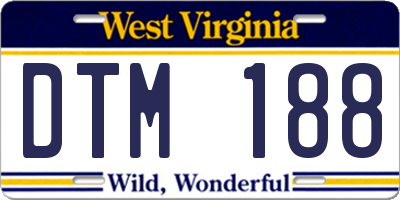 WV license plate DTM188