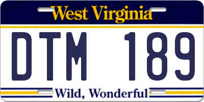 WV license plate DTM189